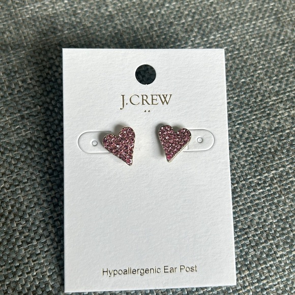 J. Crew Pavé crystal pink heart stud earrings - Picture 3 of 3
